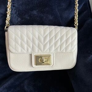 Karl Largerfeld Paris Crossbody Bag White Pebbled Leather